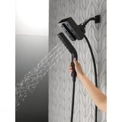 Delta In2ition Two-in-One 4-Spray 4.5 in. Dual Wall Mount Fixed and Handheld H2Okinetic Shower Head in Matte Black -Bathroom Faucets Store matte black delta dual shower heads 58473 bl a0 1000