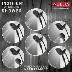 Delta In2ition Two-in-One 4-Spray 6 in. Dual Wall Mount Fixed and Handheld Shower Head in Matte Black -Bathroom Faucets Store matte black delta dual shower heads 58498 bl 1d 1000