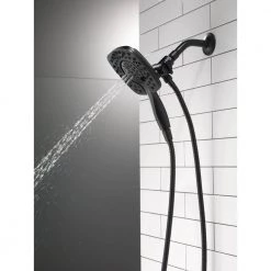 Delta In2ition Two-in-One 4-Spray 6 in. Dual Wall Mount Fixed and Handheld Shower Head in Matte Black -Bathroom Faucets Store matte black delta dual shower heads 58498 bl 1f 1000