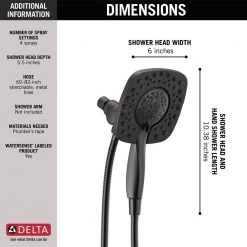 Delta In2ition Two-in-One 4-Spray 6 in. Dual Wall Mount Fixed and Handheld Shower Head in Matte Black -Bathroom Faucets Store matte black delta dual shower heads 58498 bl 40 1000