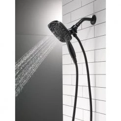 Delta In2ition Two-in-One 4-Spray 6 in. Dual Wall Mount Fixed and Handheld Shower Head in Matte Black -Bathroom Faucets Store matte black delta dual shower heads 58498 bl 4f 1000
