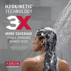 Delta HydroRain Two-in-One 5-Spray 6 in. Dual Wall Mount Fixed and Handheld H2Okinetic Shower Head in Matte Black -Bathroom Faucets Store matte black delta dual shower heads 58680 bl a0 1000