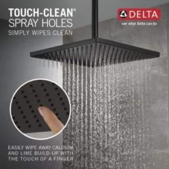 Delta 1-Spray 11.8 in. Single Wall Mount Square Fixed Rain Shower Head in Matte Black -Bathroom Faucets Store matte black delta fixed shower heads 52159 bl25 66 1000