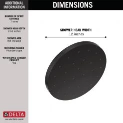 Delta 1-Spray Pattern with 1.75 GPM 12 in. Ceiling Mount Fixed Shower Head with H2Okinetic UltraSoak Spray in Matte Black -Bathroom Faucets Store matte black delta fixed shower heads 52160 bl 40 1000