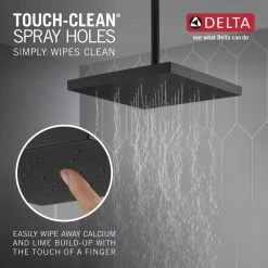 Delta 1-Spray Pattern with 1.75 GPM 12 in. Ceiling Mount Fixed Shower Head with H2Okinetic UltraSoak Spray in Matte Black -Bathroom Faucets Store matte black delta fixed shower heads 52161 bl 1d 1000