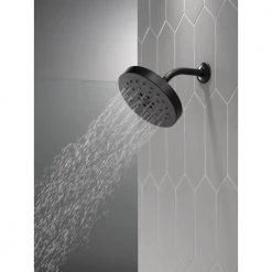 Delta 4-Spray Pattern with 1.75 GPM 8 in. Wall Mount Fixed Shower Head with H2Okinetic UltraSoak Spray in Matte Black 22 Delta 4-Spray Pattern with 1.75 GPM 8 in. Wall Mount Fixed Shower Head with H2Okinetic UltraSoak Spray in Matte Black -Bathroom Faucets Store matte black delta fixed shower heads 52488 bl 44 1000