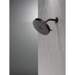 Delta 4-Spray Pattern with 1.75 GPM 8 in. Wall Mount Fixed Shower Head with H2Okinetic UltraSoak Spray in Matte Black 24 Delta 4-Spray Pattern with 1.75 GPM 8 in. Wall Mount Fixed Shower Head with H2Okinetic UltraSoak Spray in Matte Black -Bathroom Faucets Store matte black delta fixed shower heads 52488 bl 76 1000