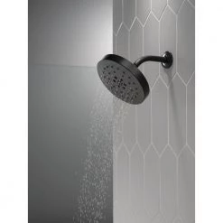 Delta 4-Spray Pattern with 1.75 GPM 8 in. Wall Mount Fixed Shower Head with H2Okinetic UltraSoak Spray in Matte Black 23 Delta 4-Spray Pattern with 1.75 GPM 8 in. Wall Mount Fixed Shower Head with H2Okinetic UltraSoak Spray in Matte Black -Bathroom Faucets Store matte black delta fixed shower heads 52488 bl fa 1000
