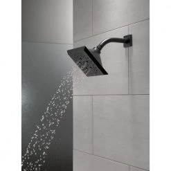 Delta Pivotal 5-Spray 5.8 in. Single Wall Mount Fixed Rain H2Okinetic Shower Head in Matte Black -Bathroom Faucets Store matte black delta fixed shower heads 52664 bl 76 1000