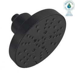 Delta Pivotal 5-Spray 6 in. Single Wall Mount Fixed Rain H2Okinetic Shower Head in Matte Black -Bathroom Faucets Store matte black delta fixed shower heads 52668 bl 31 1000