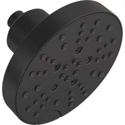 Delta Pivotal 5-Spray 6 in. Single Wall Mount Fixed Rain H2Okinetic Shower Head in Matte Black