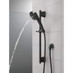 Delta 3-Spray Patterns 2.81 in. Wall Mount Handheld Shower Head with Slide Bar in Matte Black -Bathroom Faucets Store matte black delta handheld shower heads 51386 bl 1f 1000