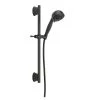 Delta 5-Spray Patterns 4.13 in. Wall-Mount Handheld Shower Head with Slide Bar and H2Okinetic Technology in Matte Black