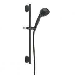 Delta 5-Spray Patterns 4.13 in. Wall-Mount Handheld Shower Head with Slide Bar and H2Okinetic Technology in Matte Black