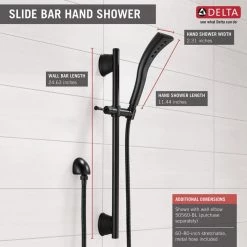 Delta Stryke 1-Spray 2.3 in. Single Wall Bar Mount Handheld H2Okinetic Shower Head in Matte Black -Bathroom Faucets Store matte black delta handheld shower heads 51579 bl 40 1000