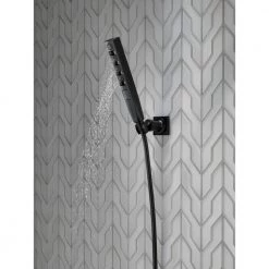 Delta Zura 5-Spray 1.3 in. Single Wall Mount Handheld H2Okinetic Shower Head in Matte Black -Bathroom Faucets Store matte black delta handheld shower heads 55140 bl 1d 1000