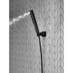 Delta Zura 5-Spray 1.3 in. Single Wall Mount Handheld H2Okinetic Shower Head in Matte Black -Bathroom Faucets Store matte black delta handheld shower heads 55140 bl 66 1000