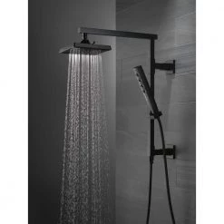Delta Zura 4-Spray 1.4 in. Single Wall Mount Handheld H2Okinetic Shower Head in Matte Black -Bathroom Faucets Store matte black delta handheld shower heads 59140 bl pk 40 1000