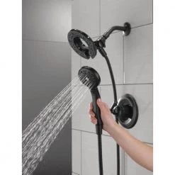Delta Chamberlain In2ition 2-in-1 Single-Handle 4-Spray Shower Faucet in Matte Black (Valve Included) -Bathroom Faucets Store matte black delta shower faucets 142747 bl i 1f 1000