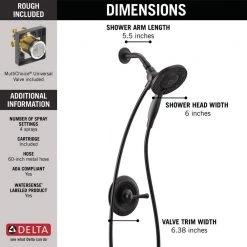 Delta Chamberlain In2ition 2-in-1 Single-Handle 4-Spray Shower Faucet in Matte Black (Valve Included) -Bathroom Faucets Store matte black delta shower faucets 142747 bl i 40 1000