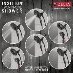 Delta Chamberlain In2ition 2-in-1 Single-Handle 4-Spray Shower Faucet in Matte Black (Valve Included) -Bathroom Faucets Store matte black delta shower faucets 142747 bl i c3 1000