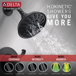 Delta Esato Single-Handle 5-Spray Shower Faucet with H2Okinetic in Matte Black (Valve Included) -Bathroom Faucets Store matte black delta shower faucets 142897 bl 4f 1000