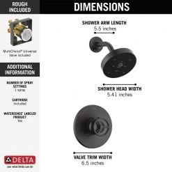 Delta Trinsic Single-Handle 1-Spray Shower Faucet in Matte Black (Valve Included) -Bathroom Faucets Store matte black delta shower faucets fvs2 tr2101 bl 40 1000
