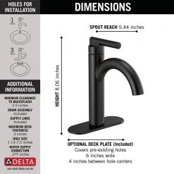 Delta Nicoli J-Spout Single Hole Single-Handle Bathroom Faucet in Matte Black -Bathroom Faucets Store matte black delta single hole bathroom faucets 15749lf bl 40 1000