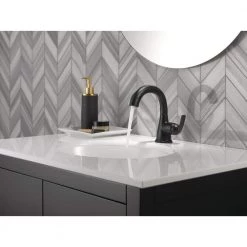 Delta Broadmoor Single Hole Single-Handle Bathroom Faucet with Pull-Down Sprayer in Matte Black -Bathroom Faucets Store matte black delta single hole bathroom faucets 15765lf blpd 1d 1000