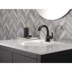 Delta Broadmoor Single Hole Single-Handle Bathroom Faucet with Pull-Down Sprayer in Matte Black -Bathroom Faucets Store matte black delta single hole bathroom faucets 15765lf blpd 77 1000