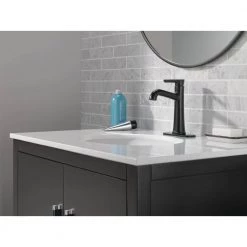 Delta Greydon Single Handle Single Hole Bathroom Faucet in Matte Black -Bathroom Faucets Store matte black delta single hole bathroom faucets 15860lf bl 1f 1000