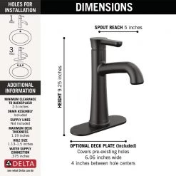 Delta Greydon Single Handle Single Hole Bathroom Faucet in Matte Black -Bathroom Faucets Store matte black delta single hole bathroom faucets 15860lf bl 40 1000