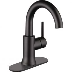 Delta Trinsic Single Hole Single-Handle Bathroom Faucet with Metal Drain Assembly in Matte Black 19 Delta Trinsic Single Hole Single-Handle Bathroom Faucet with Metal Drain Assembly in Matte Black -Bathroom Faucets Store matte black delta single hole bathroom faucets 559ha bl dst 1f 1000