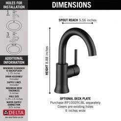 Delta Trinsic Single Hole Single-Handle Bathroom Faucet with Metal Drain Assembly in Matte Black 14 Delta Trinsic Single Hole Single-Handle Bathroom Faucet with Metal Drain Assembly in Matte Black -Bathroom Faucets Store matte black delta single hole bathroom faucets 559ha bl dst 40 1000
