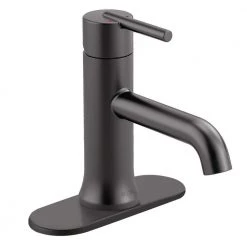 Delta Trinsic Single Hole Single-Handle Bathroom Faucet with Metal Drain Assembly in Matte Black -Bathroom Faucets Store matte black delta single hole bathroom faucets 559lf blmpu 44 1000