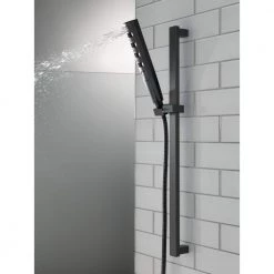 Delta Zura 5-Spray Hand Shower with Wall Bar and H2Okinetic in Matte Black -Bathroom Faucets Store matte black delta wall bar shower kits 51140 bl 1f 1000