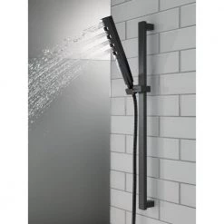 Delta Zura 5-Spray Hand Shower with Wall Bar and H2Okinetic in Matte Black -Bathroom Faucets Store matte black delta wall bar shower kits 51140 bl 44 1000