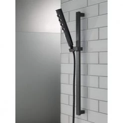 Delta Zura 5-Spray Hand Shower with Wall Bar and H2Okinetic in Matte Black -Bathroom Faucets Store matte black delta wall bar shower kits 51140 bl 4f 1000