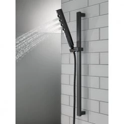 Delta Zura 5-Spray Hand Shower with Wall Bar and H2Okinetic in Matte Black -Bathroom Faucets Store matte black delta wall bar shower kits 51140 bl fa 1000