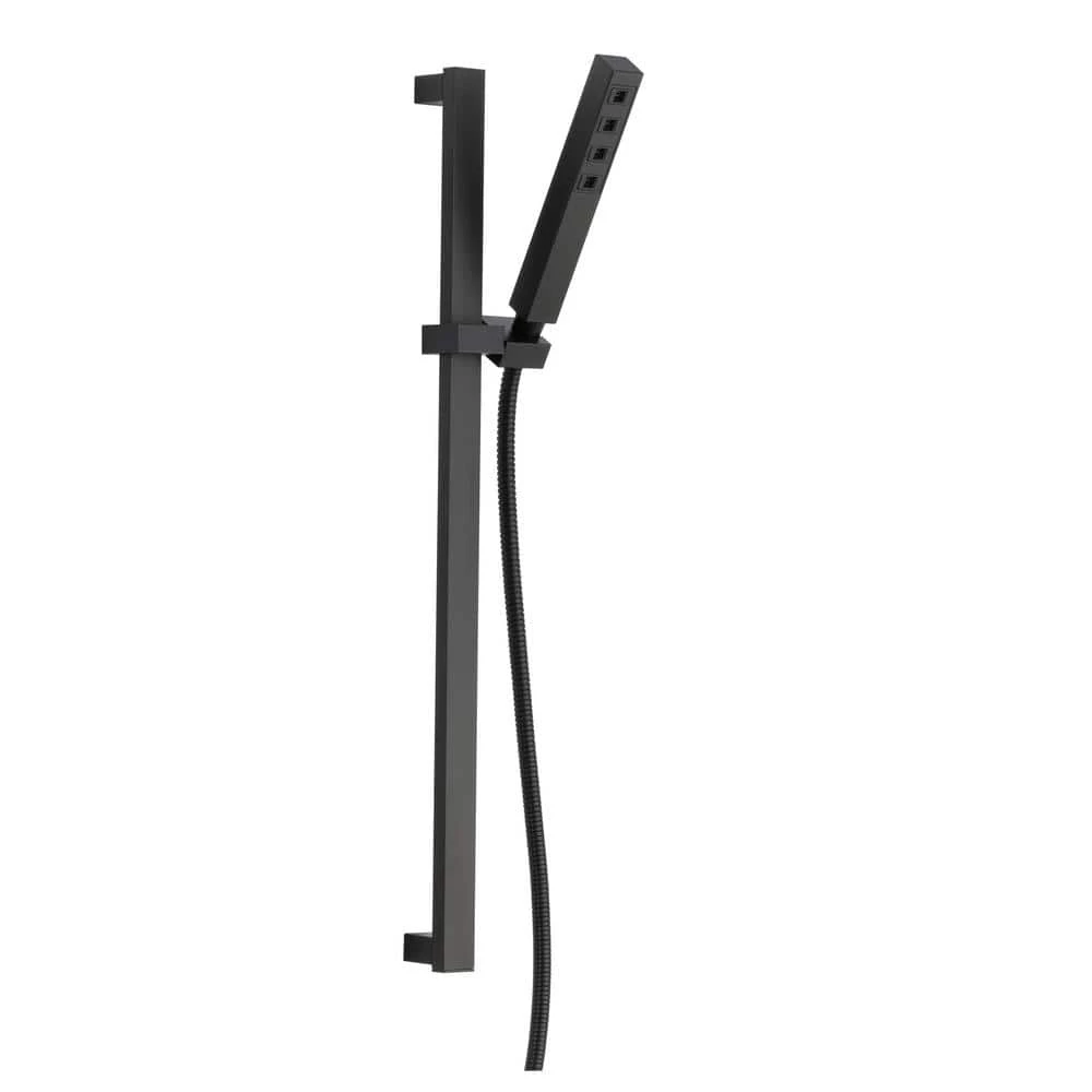 Delta Ara 1-Spray 1.75 GPM Slide Bar Mount Hand Shower Featuring H2Okinetic in Matte Black 1 Delta Ara 1-Spray 1.75 GPM Slide Bar Mount Hand Shower Featuring H2Okinetic in Matte Black