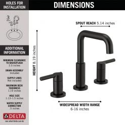 Delta Nicoli 8 in. Widespread 2-Handle Bathroom Faucet in Matte Black -Bathroom Faucets Store matte black delta widespread bathroom faucets 35849lf bl 40 1000