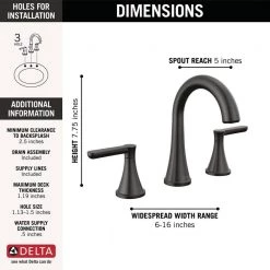 Delta Greydon 8 in. Widespread Double Handle Bathroom Faucet in Matte Black -Bathroom Faucets Store matte black delta widespread bathroom faucets 35860lf bl 40 1000