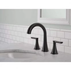 Delta Greydon 8 in. Widespread Double Handle Bathroom Faucet in Matte Black -Bathroom Faucets Store matte black delta widespread bathroom faucets 35860lf bl 44 1000