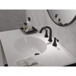 Delta Esato 8 in. Widespread Double Handle Bathroom Faucet in Matte Black -Bathroom Faucets Store matte black delta widespread bathroom faucets 35897lf bl 44 1000