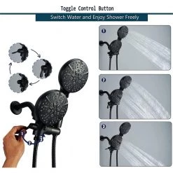 ELLO&ALLO Single-Handle 48-Spray Tub and Shower Faucet Handheld Combo with 5 in. Shower Head in Matte Black (Valve Included) -Bathroom Faucets Store matte black ello allo bathtub shower faucet combos es b 1005 c3 1000