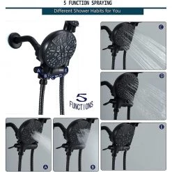 ELLO&ALLO Single-Handle 48-Spray Tub and Shower Faucet Handheld Combo with 5 in. Shower Head in Matte Black (Valve Included) -Bathroom Faucets Store matte black ello allo bathtub shower faucet combos es b 1005 fa 1000