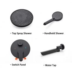 ELLO&ALLO 2-Handle 2-Spray Tub and Shower Faucet and Handheld Combo with 8 in. Shower Head in Matte Black (Valve Included) -Bathroom Faucets Store matte black ello allo bathtub shower faucet combos es b pr300 4f 1000