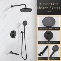ELLO&ALLO 2-Handle 2-Spray Tub and Shower Faucet and Handheld Combo with 8 in. Shower Head in Matte Black (Valve Included) -Bathroom Faucets Store matte black ello allo bathtub shower faucet combos es b pr300 c3 1000