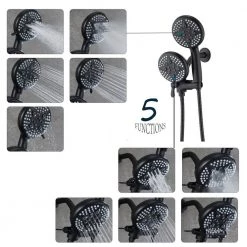 ELLO&ALLO Single-Handle 24-Spray Tub and Shower Faucet Handheld Combo with 5 in. Shower Head in Matte Black (Valve Included) -Bathroom Faucets Store matte black ello allo bathtub shower faucet combos es b t1002 4f 1000