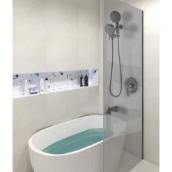 ELLO&ALLO Single-Handle 48-Spray Tub and Shower Faucet and Handheld Combo with 5 in. Shower Head in Matte Black (Valve Included) -Bathroom Faucets Store matte black ello allo bathtub shower faucet combos es b t1006 31 1000 1